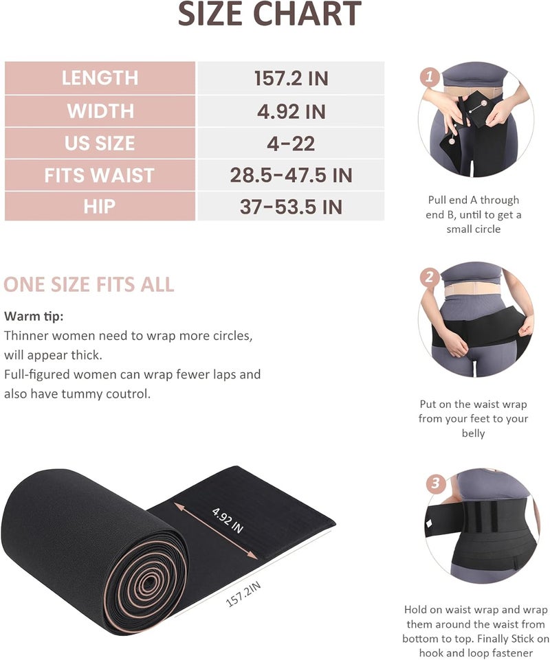FeelinGirl Waist Trainer for Women Sauna Belt Tummy Wrap Plus Size - Image 5
